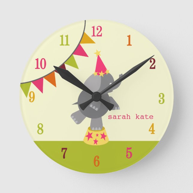 Horloge Circus Elephant & drapeaux (Recto)