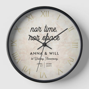 Horloge Citation d'amour classique moderne 1er anniversair