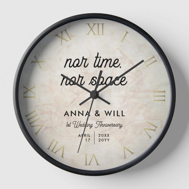 Horloge Citation d'amour classique moderne 1er anniversair (Recto)