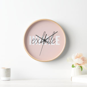 Horloge Citation moderne Pastel Pink Inhale Exhale