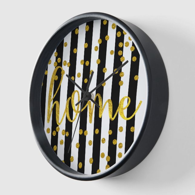 Horloge Citations de typographie Accueil Gold Noir et Blan (Angle)
