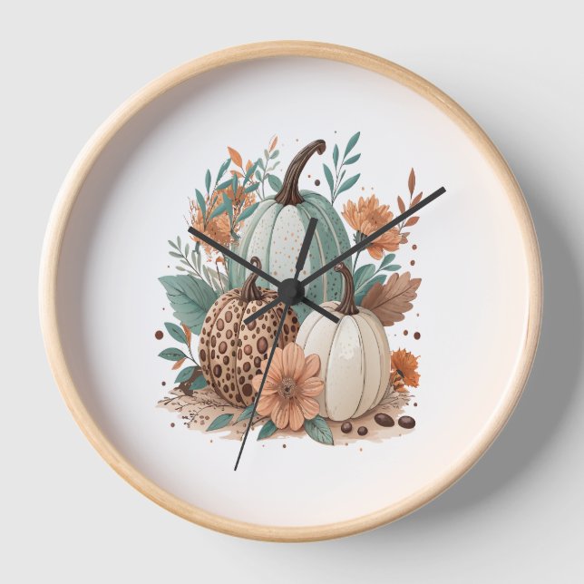 Horloge Citrouille Boho Floral (Recto)