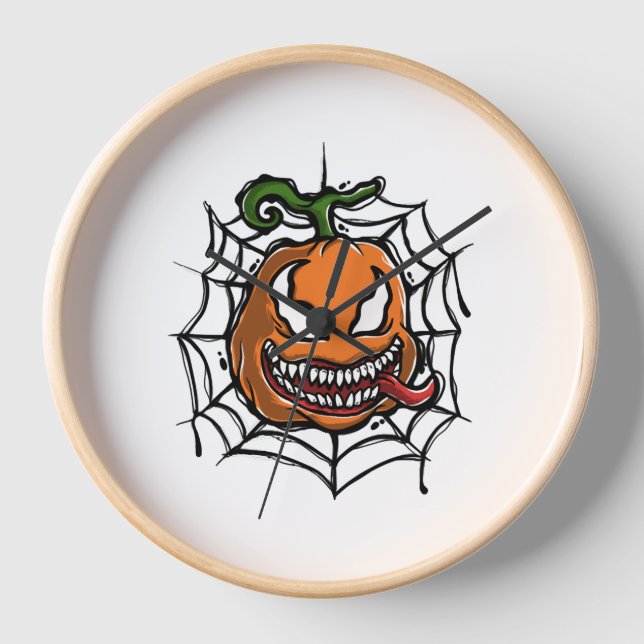 Horloge Citrouille - Design Halloween - Chemise Horreur (Recto)