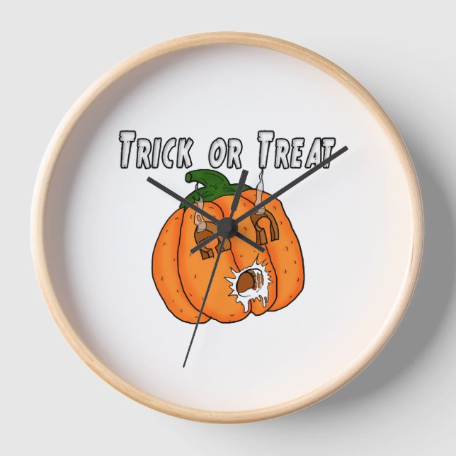 Horloge Citrouille drôle naughty cadeau farce Halloween (Recto)