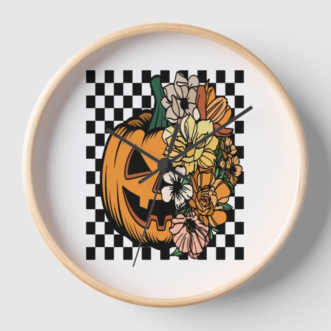 Horloge Citrouille floral (Recto)