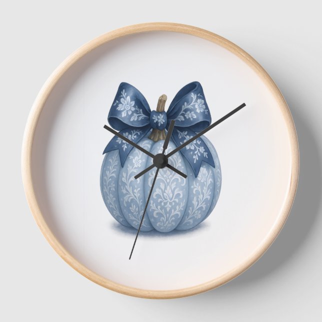 Horloge Citrouille Floral Bleu (Recto)
