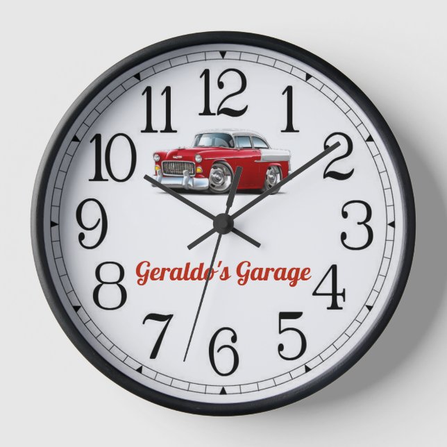 Horloge classique rouge et blanche de Garage de Ge (Recto)