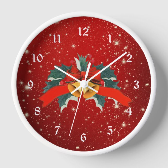 Horloge Cloches de Noël, scintillement rouge, (Recto)