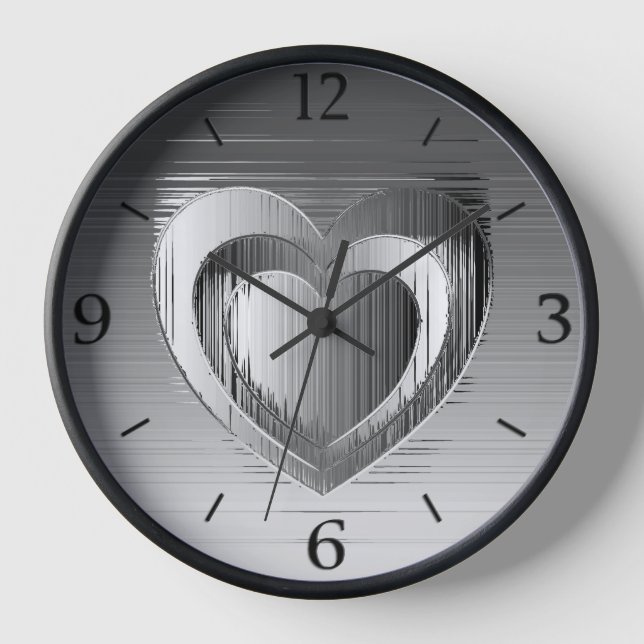 Horloge Coeur Chrome poli avec cadre (Recto)
