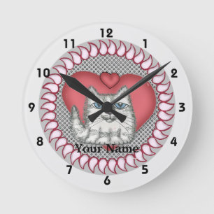 Horloge Coeur de chat gras