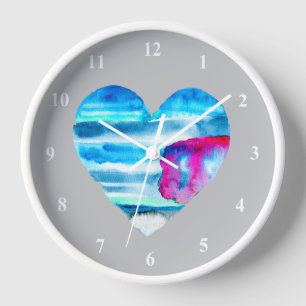 Horloge Coeur d'eau bleu