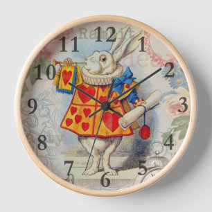 Horloge Cœurs de Lapin Blanc Alice Classique
