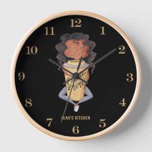 Horloge ☕ Coffeecore Clock Coffee Mèmes Barista Chalkboard