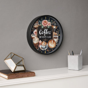 Horloge Coffeecore Decor - Mèmes de café Tableau mural 