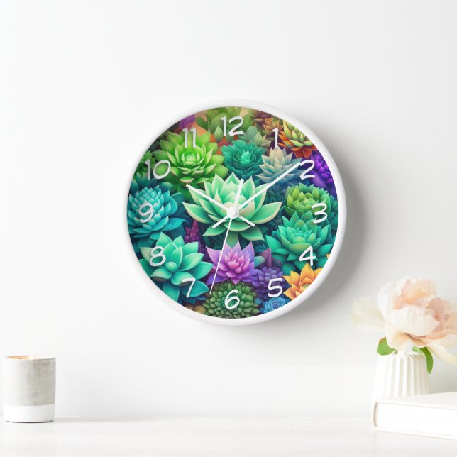 Horloge Collage Aloe Vera et Succulents (Maison)