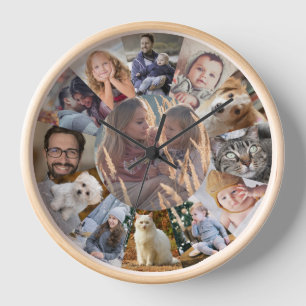 Horloge Collage de photos familiales 13 photos Instagram f