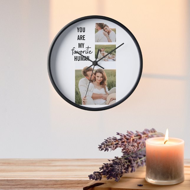Horloge Collage moderne Couple Photo & Romantic Love Citat (Créateur téléchargé)