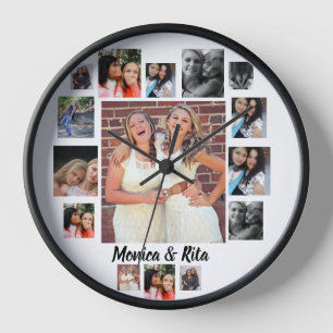 Horloge Collage photo personnalisé des meilleurs amis 15