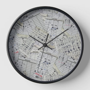 Horloge Collection de cartes de bibliothèque ancienne