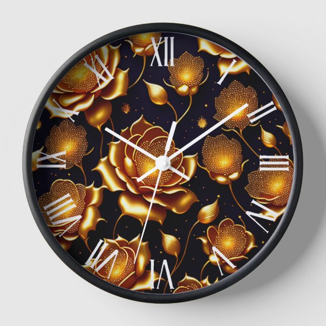 Horloge Collection de Roses de luxe moderne Big Gold (Recto)