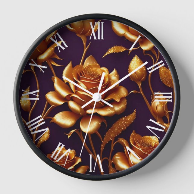 Horloge Collection moderne de luxe Big Gold Rose (Recto)