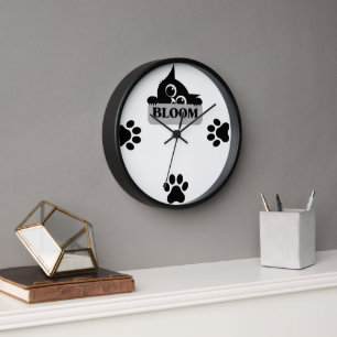 Horloge Conception de chat floral Bloom Mignonne