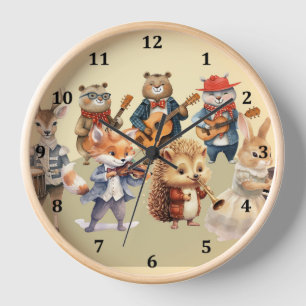 Horloge Conception de l'horloge avec un orchestre animal