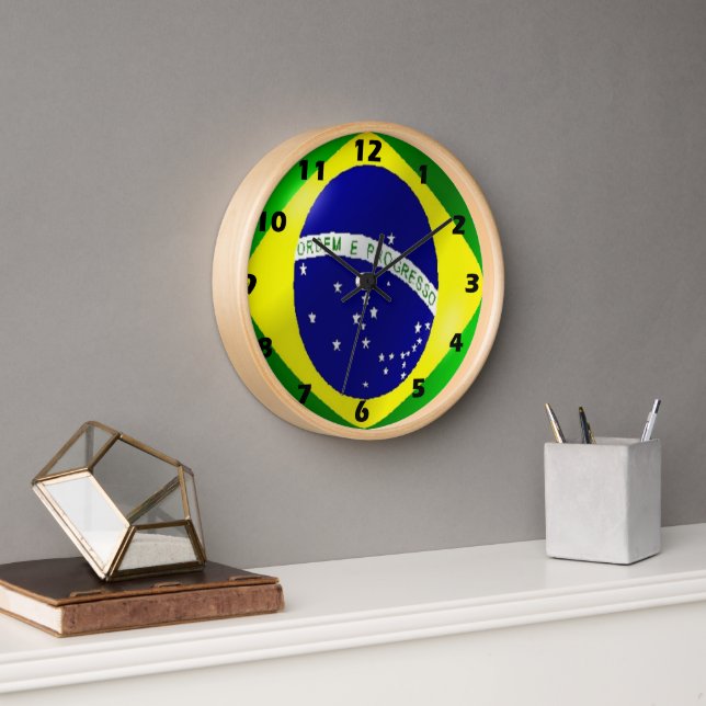 Horloge Conception du drapeau brésilien (Bureau)