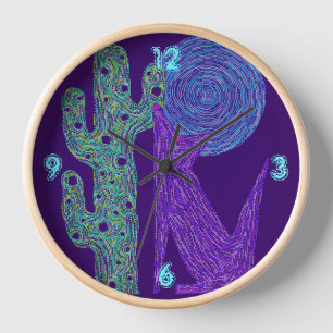 Horloge Conception du sud-ouest coloré du loup de coyote p