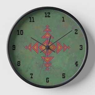 Horloge Conception géométrique verte Sagebrush Sud-Ouest e