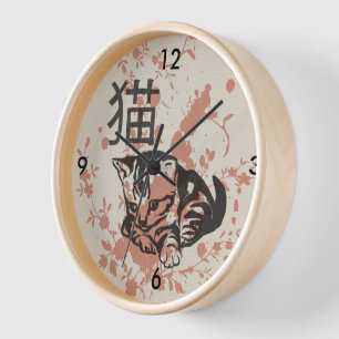 Horloge Conception orientale mignonne de chat de neko de