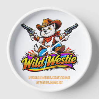 Horloge 🐶 Conception Original Chien Westie Cowboy
