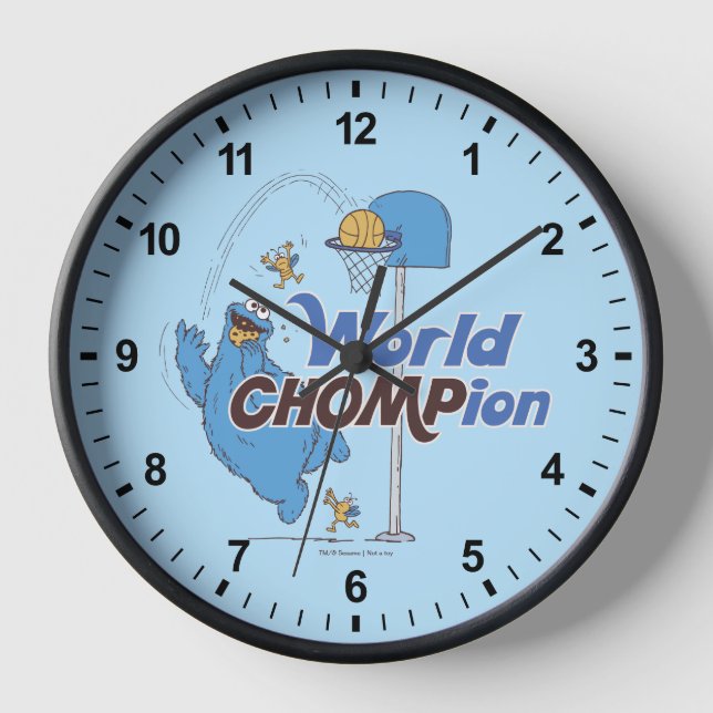 Horloge Cookie Monster | Tirer sur des cerceaux de basket- (Recto)