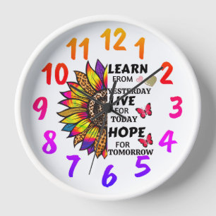 Horloge Cool Apprenez De Hier Citation Rainbow Sunflower