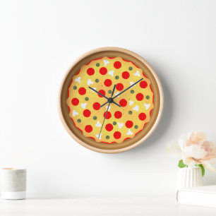 Horloge Cool plaisir pizza pepperoni champignon