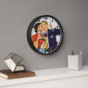 Horloge cool rétro cuisine vintage couple