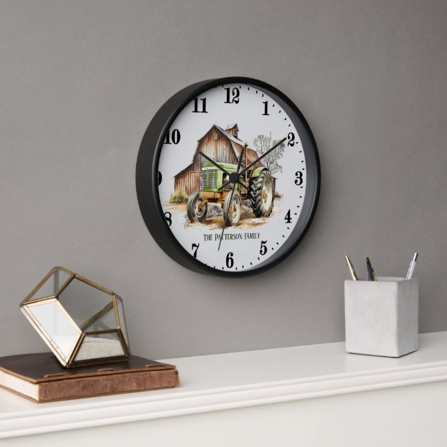 Horloge Cool tracteur agricole ajouter le nom (Bureau)