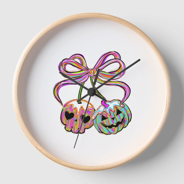 Horloge Coquette Citrouille cerises Halloween (Recto)