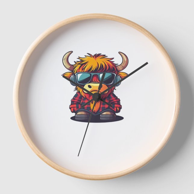 Horloge Coquette Highland Cow Bubblegum Tshirt Design, Hol (Recto)