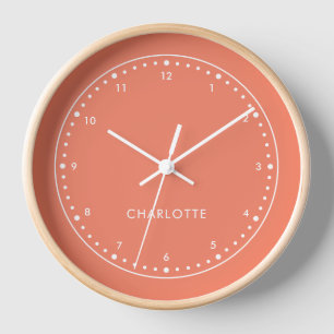 Horloge Corail rose   Nom moderne Cute Girly tendance élég