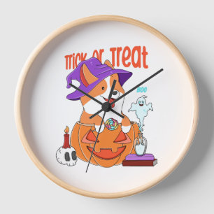 Horloge Corgi Halloween