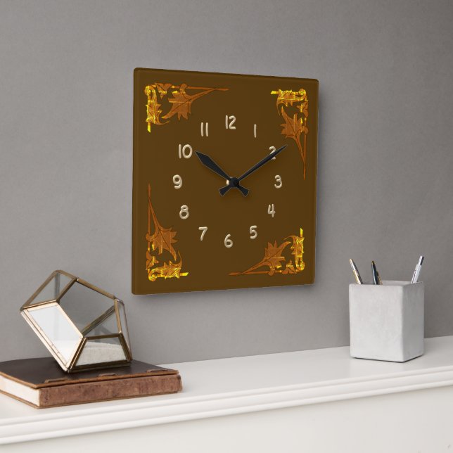 Horloge - Corner Brackets de Feuilles d'or (Bureau)