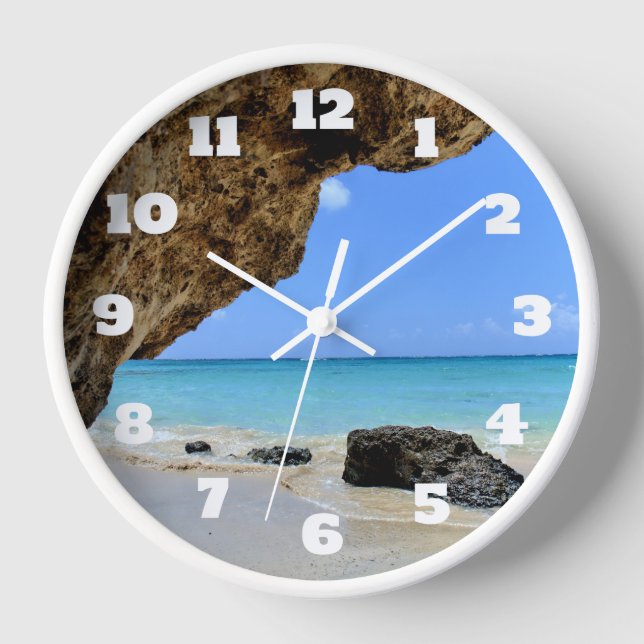Horloge Côte tropicale de plage avec un Big Rock (Recto)