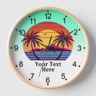 Horloge Coucher de soleil avec vecteur de palmiers