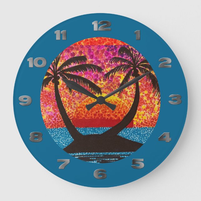 Horloge - Coucher de soleil de l'île vu à travers  (Recto)