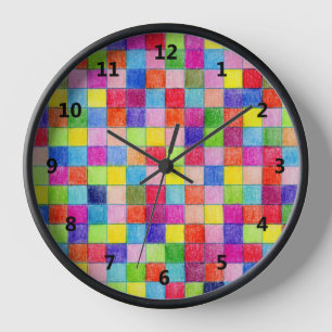 Horloge Couleur Colorée En Papier Graphique Carré Motif