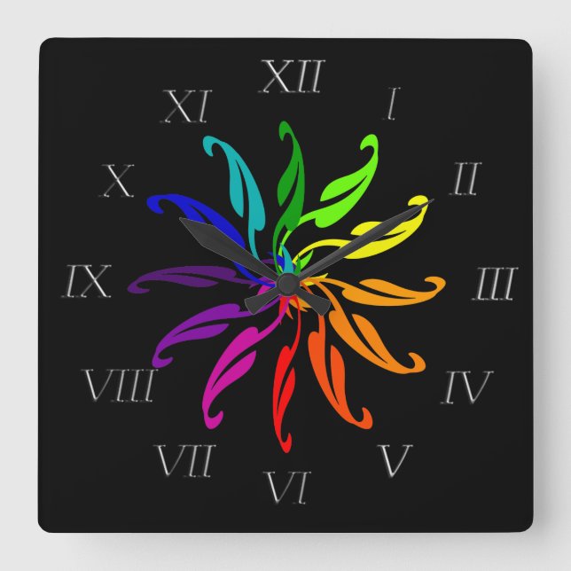 Horloge - Couleur Roue feuilles avec chiffres roma (Recto)