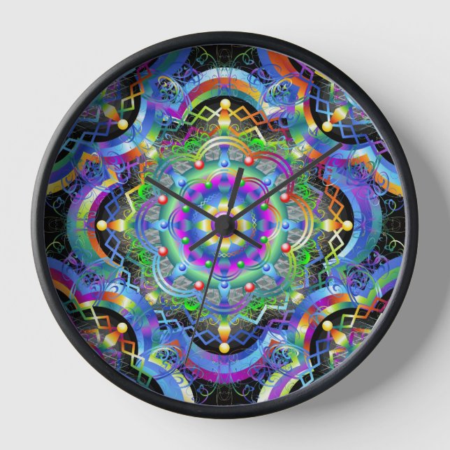 Horloge Couleurs psychédéliques Universe Mandala (Recto)