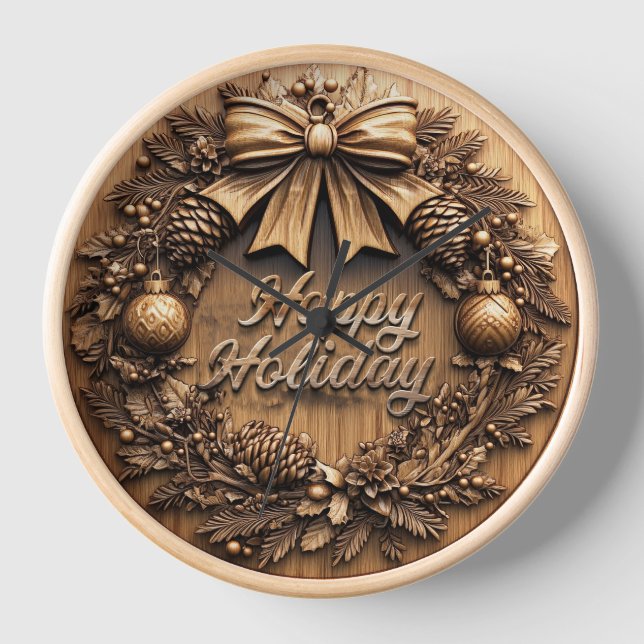 Horloge couronne de vacances en bois (Recto)