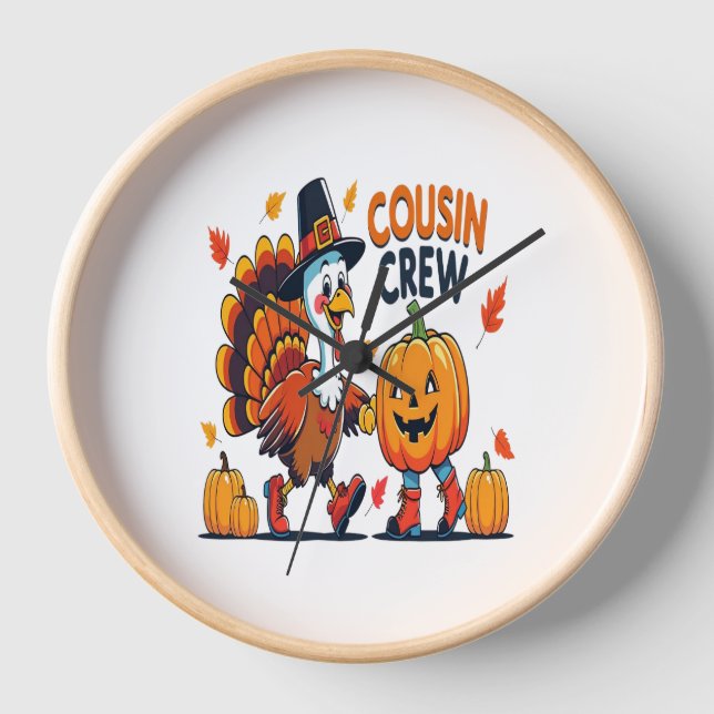 Horloge Cousin Crew Thanksgiving Citrouille (Recto)